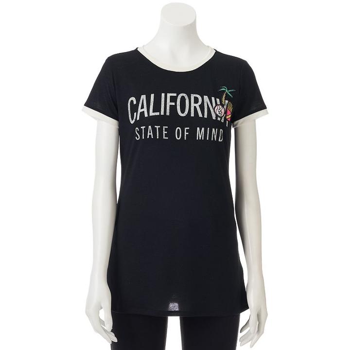 Juniors' The Print Shop California Oversized Graphic Tee, Teens, Size: Large, Oxford