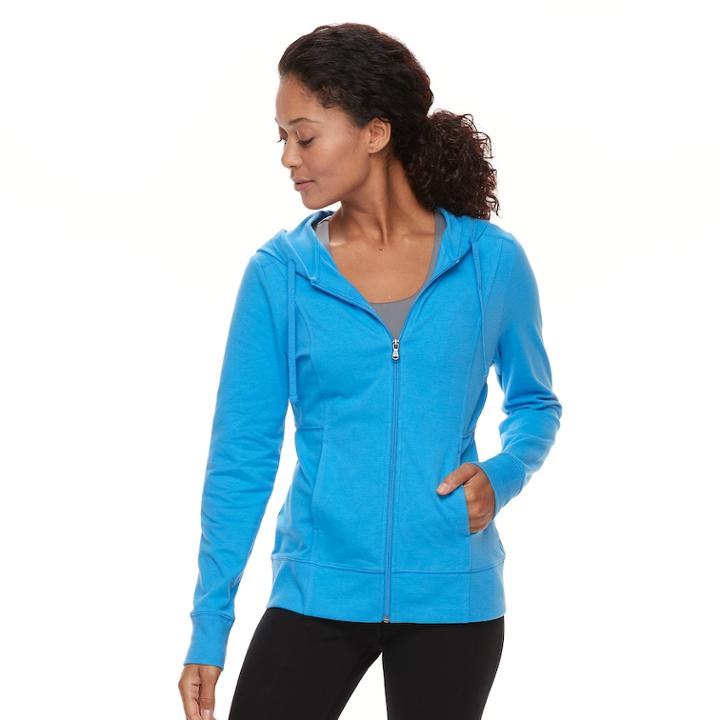 Petite Tek Gear&reg; Dry Tek Zip-front Hoodie, Women's, Size: Xl Petite, Med Blue