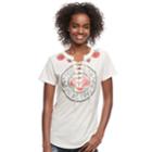 Juniors' Lace-up Too Good To Be True Graphic Tee, Teens, Size: Medium, Natural