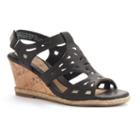 Croft & Barrow&reg; Women's Ortholite Cork-patterned Wedge Sandals, Size: 6.5, Black