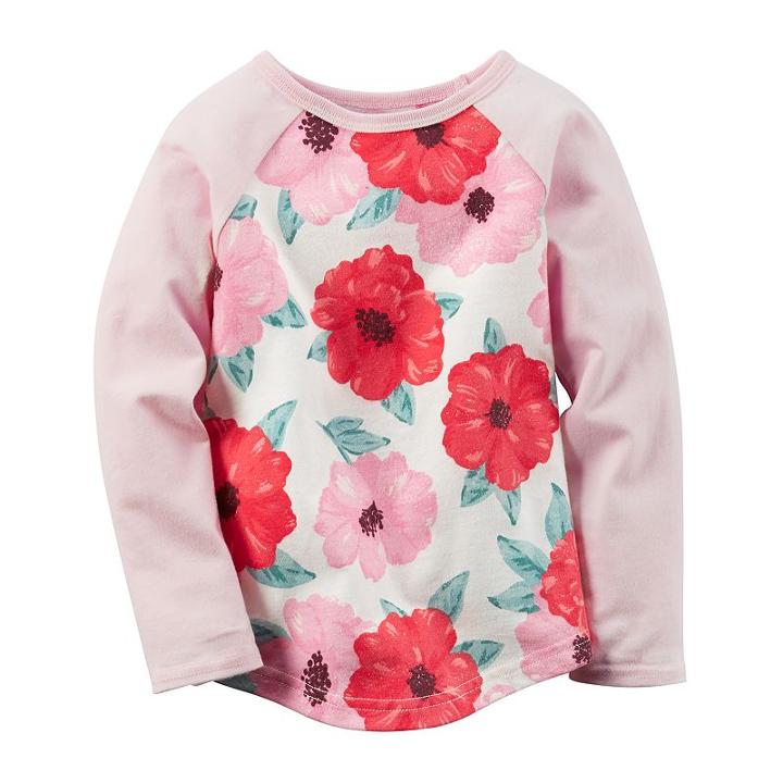 Girls 4-8 Carter's Floral Raglan Tee, Girl's, Size: 5, Light Pink