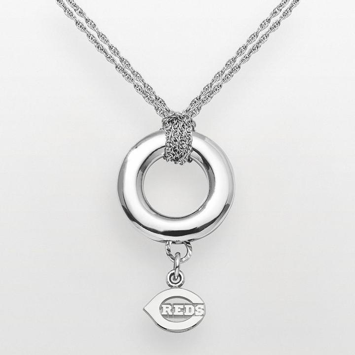 Logoart Cincinnati Reds Sterling Silver Logo Halo Pendant, Women's, Size: 16, Grey