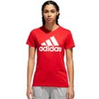 Women's Adidas Classic Logo Tee, Size: Medium, Med Red