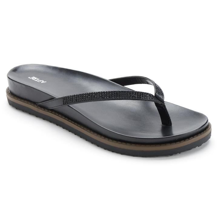 Apt. 9&reg; Women's Footbed Thong Sandals, Size: 10, Black