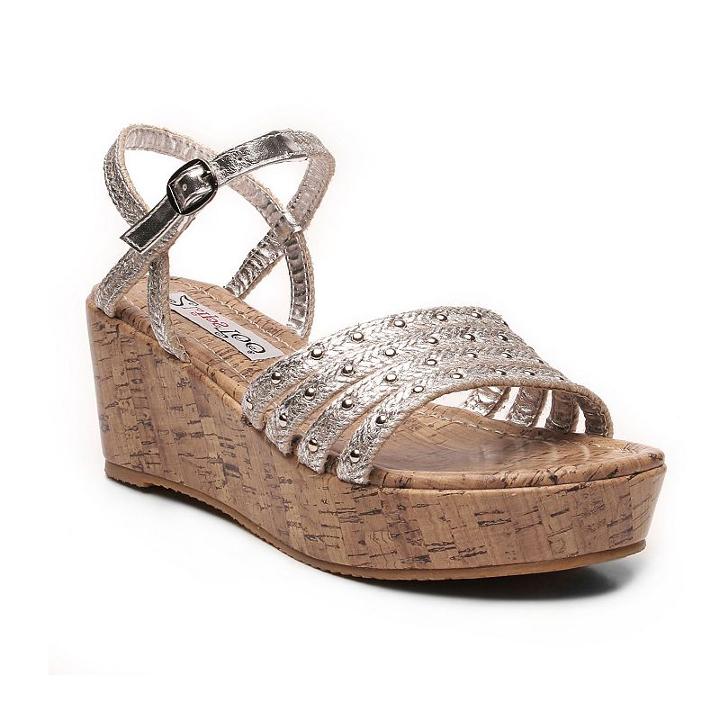 2 Lips Too Too Krisp Women's Wedge Sandals, Girl's, Size: Medium (8), Silver