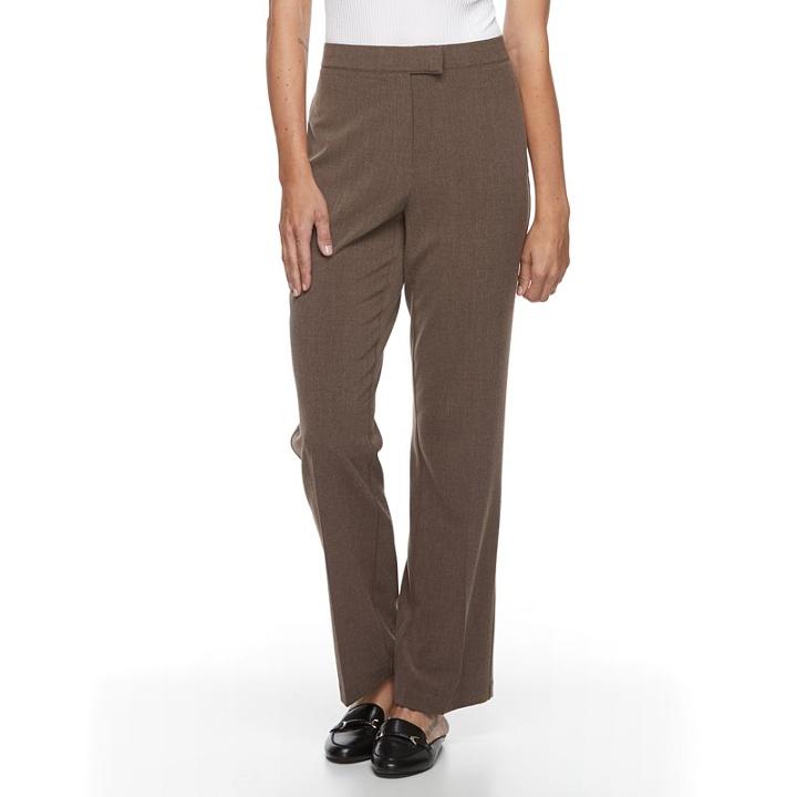 Women's Napa Valley Slimming Solution Straight-leg Pants, Size: 16 Avg/reg, Med Brown