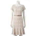 Women's Sharagano Boucle Fit & Flare Dress, Size: 12, Lt Beige