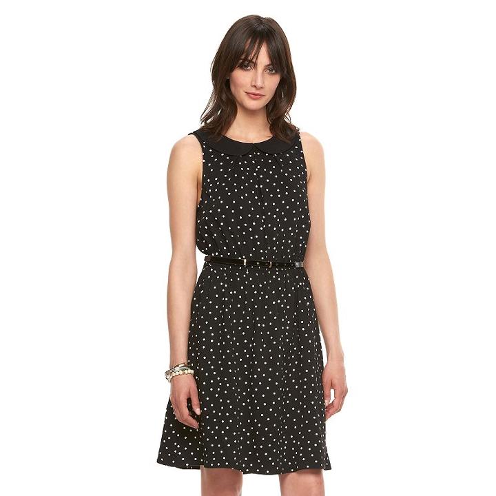 Women's Elle&trade; Print Fit & Flare Dress, Size: Xs, Black