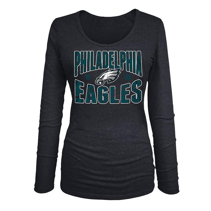 Women's 5th & Ocean Philadelphia Eagles Triblend Tee, Size: Small, Black