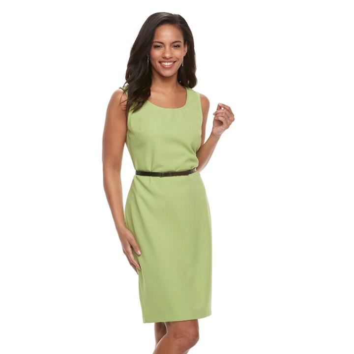 Women's Nina Leonard Sheath Dress & Jacket Set, Size: 16, Lt Green