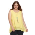 Ab Studio, Plus Size Layered-hem Tank, Women's, Size: 0x, Dark Grey