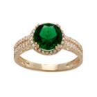 10k Gold Simulated Emerald & Lab-created White Sapphire Halo Ring, Women's, Size: 8, Green