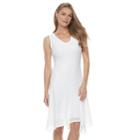 Petite Dana Buchman Asymmetrical Lace Fit & Flare Dress, Women's, Size: M Petite, White