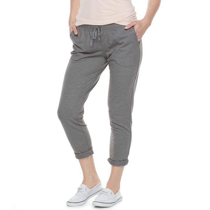 Petite Sonoma Goods For Life&trade; Beach Fleece Cuffed Pants, Women's, Size: L Petite, Med Grey
