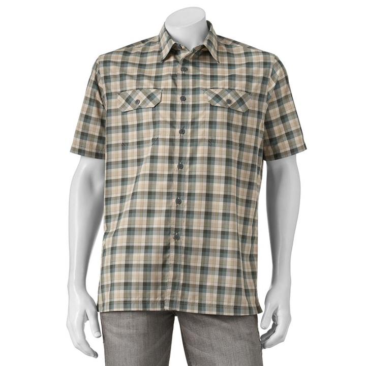 Men's Croft & Barrow&reg; Classic-fit Plaid Outdoor Performance Button-down Shirt, Size: Small, Lt Green