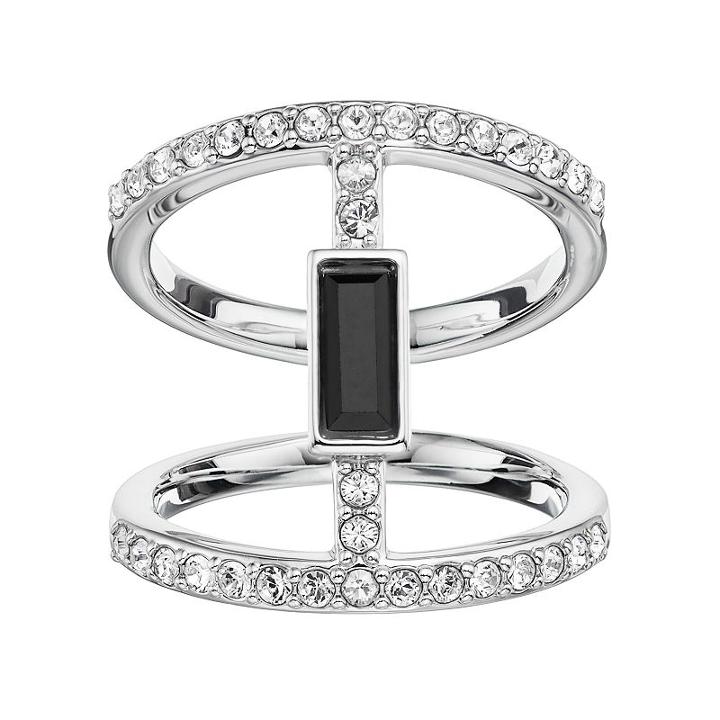 Simply Vera Vera Wang Double Row Ring With Swarovski Crystals, Women's, Size: 7, Black