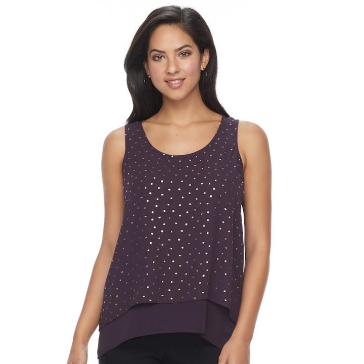 Women's Apt. 9&reg; Layered Chiffon Tank, Size: Xl, Purple
