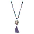 Dana Buchman Simulated Abalone Long Beaded Tassel Necklace, Women's, Multicolor