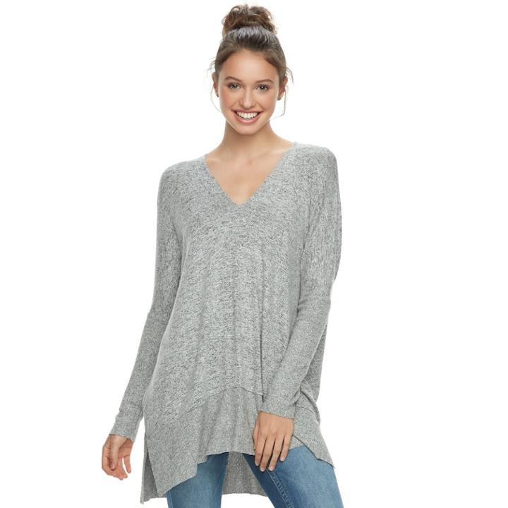 Juniors' Miss Chievous Drapey Long Sleeve Tunic, Teens, Size: Xs, Grey