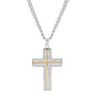 Silver Tone & Gold Tone Crystal Cross Pendant Necklace, Men's, Size: 24, White