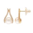 14k Gold Freshwater Cultured Pearl & White Topaz Drop Earrings, Women's