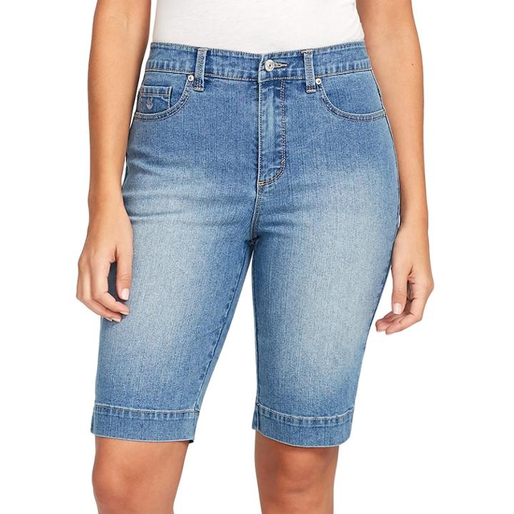 Women's Gloria Vanderbilt Amanda Bermuda Jean Shorts, Size: 10, Dark Blue