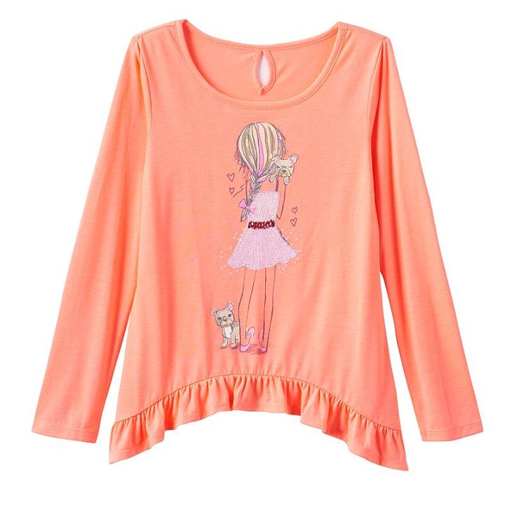 Girls Plus Size So&reg; Sharkbite Hem Keyhole Top, Girl's, Size: 16 1/2, Brt Orange