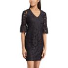 Women's Chaps Lace Bell-sleeve Dress, Size: 2, Black