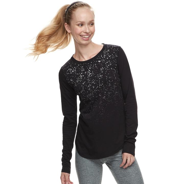 Women's Tek Gear&reg; Crewneck Long Sleeve Tee, Size: Xxl, Black