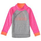 Girls 4-6x Adidas Embroidered Pink Logo Pullover Hoodie, Size: 6x, Med Pink