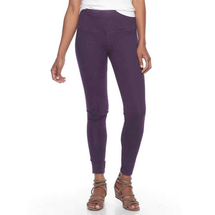 Women's Croft & Barrow&reg; Tummy Control Leggings, Size: Xs Long, Drk Purple