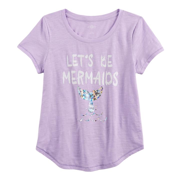 Girls 7-16 & Plus Size So&reg; Curve Hem Shiny Graphic Tee, Size: 14, Lt Purple