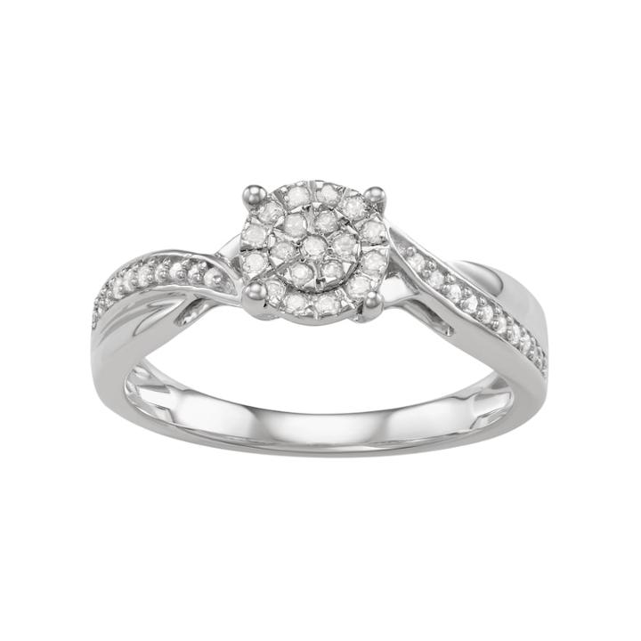 Sterling Silver 1/5 Carat T.w. Diamond Engagement Ring, Women's, Size: 7, White
