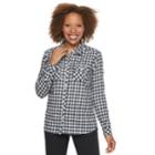 Petite Croft & Barrow&reg; Extra Soft Classic Button-down Shirt, Women's, Size: M Petite, Blue