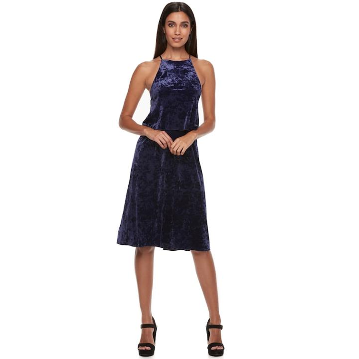 Women's Apt. 9&reg; Popover Velvet Slip Dress, Size: Small, Dark Blue