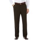 Men's Haggar Eclo Stria Classic-fit Flat-front Dress Pants, Size: 34x32, Dark Brown