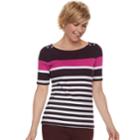 Women's Croft & Barrow&reg; Button-shoulder Boatneck Elbow Sleeve Top, Size: Xxl, Light Pink