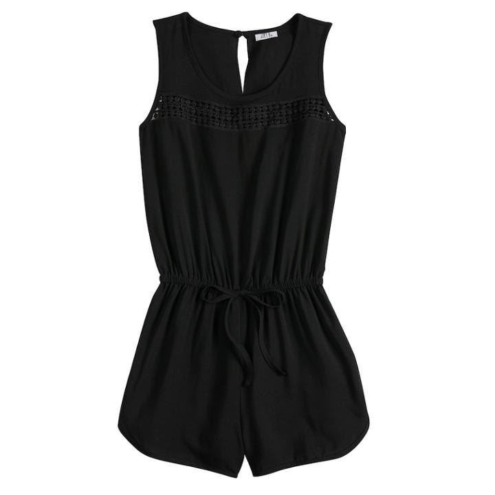 Girls 7-16 Joey B Crochet Romper, Size: Large, Black