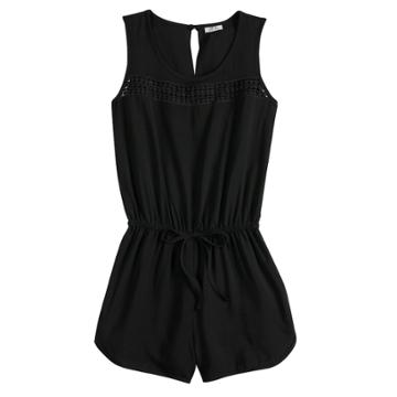 Girls 7-16 Joey B Crochet Romper, Size: Large, Black