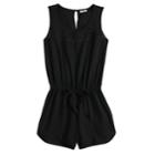 Girls 7-16 Joey B Crochet Romper, Size: Large, Black