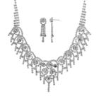 Crystal Allure Bib Necklace And Drop Earring Set, Women's, Size: 16, White