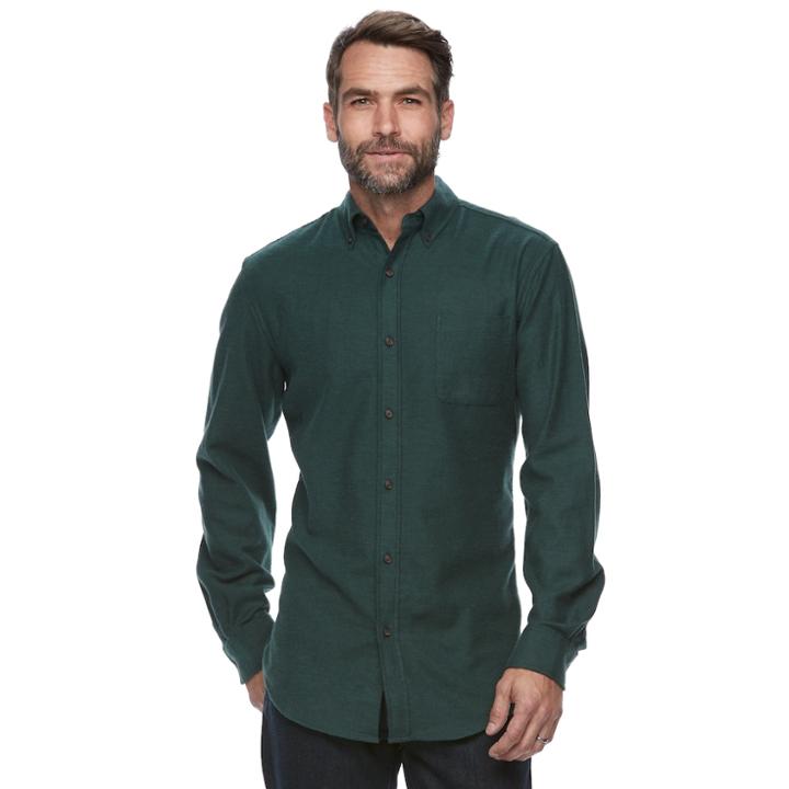 Big & Tall Croft & Barrow&reg; True Comfort Plaid Classic-fit Flannel Button-down Shirt, Men's, Size: Medium, Green