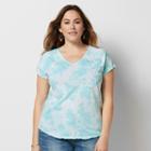 Plus Size Sonoma Goods For Life&trade; Embroidered Tie-dye Tee, Women's, Size: 3xl, Turquoise/blue (turq/aqua)