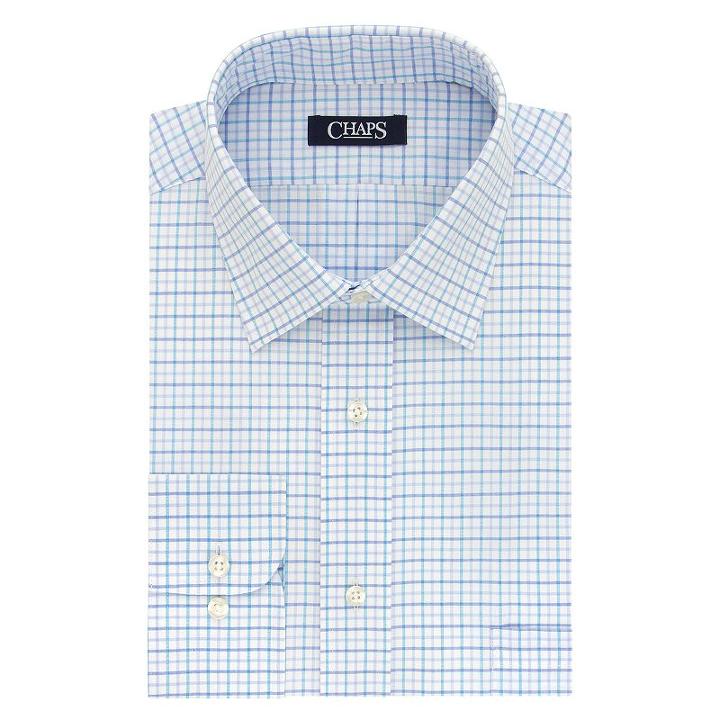 Men's Chaps Regular-fit Wrinkle-free Stretch Collar Dress Shirt, Size: 17.5 36/37, Turquoise/blue (turq/aqua)