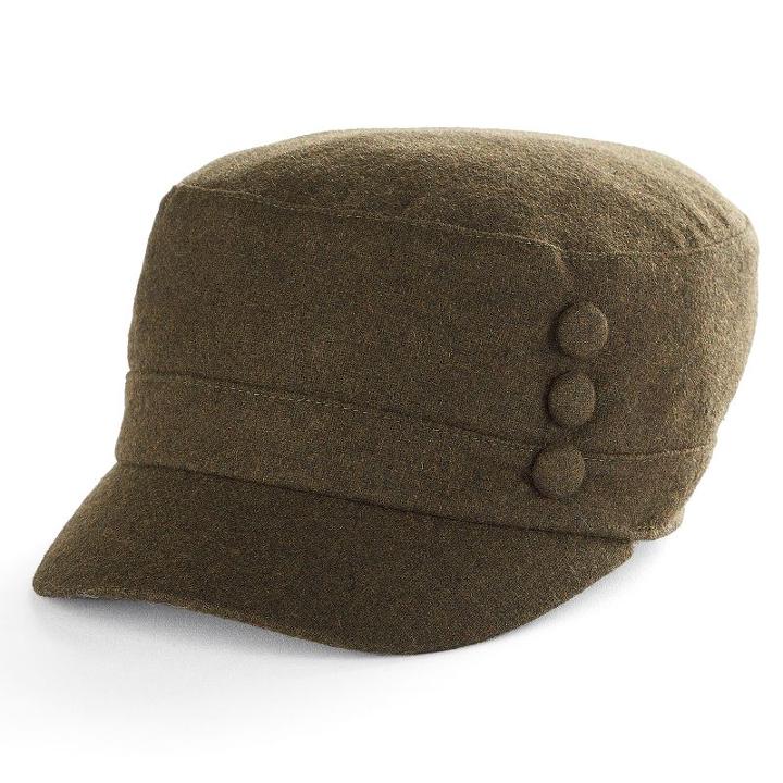 Women's Apt. 9&reg; 3-button Wool Cadet Hat, Med Green