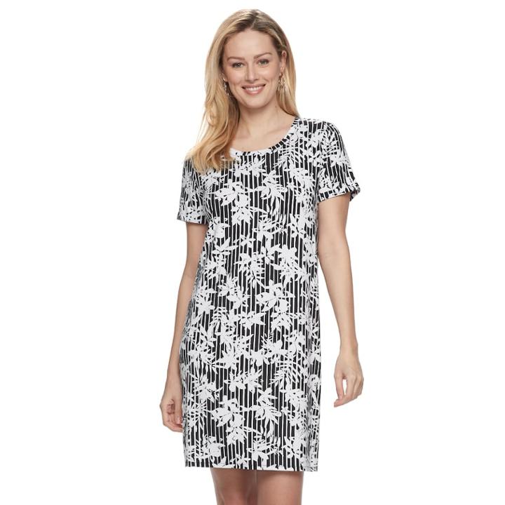 Women's Apt. 9&reg; Cuffed T-shirt Dress, Size: Xl, Oxford