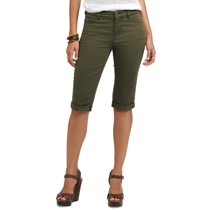 Petite Chaps Cuffed Twill Capris, Women's, Size: 8 Petite, Green