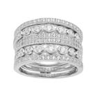 Sterling Silver Cubic Zirconia Multi Row Ring, Women's, Size: 8, White