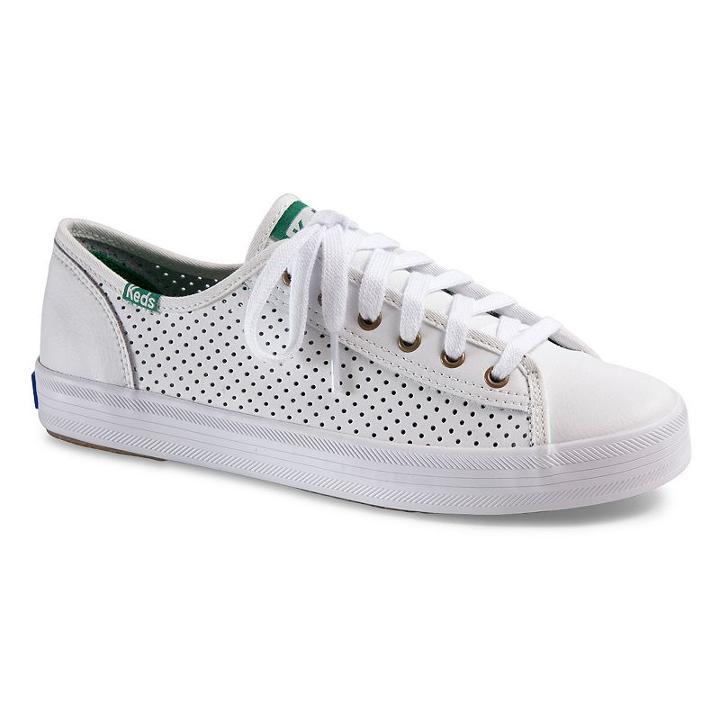 Keds Kickstart Women's Perforated Leather Shoes, Size: Medium (6.5), White