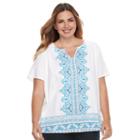 Plus Size Croft & Barrow&reg; Smocked Shoulder Tee, Women's, Size: 3xl, White